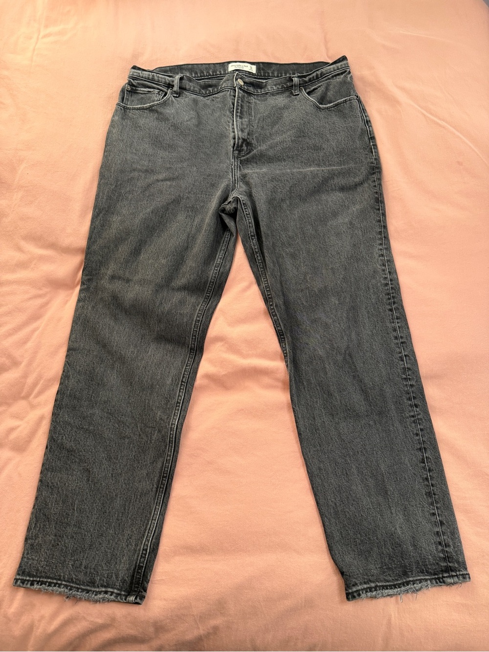 Abercrombie & Fitch Straight Leg High Ride Jeans in Black Fade